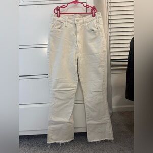 Mother Hustler Jeans in Cream color